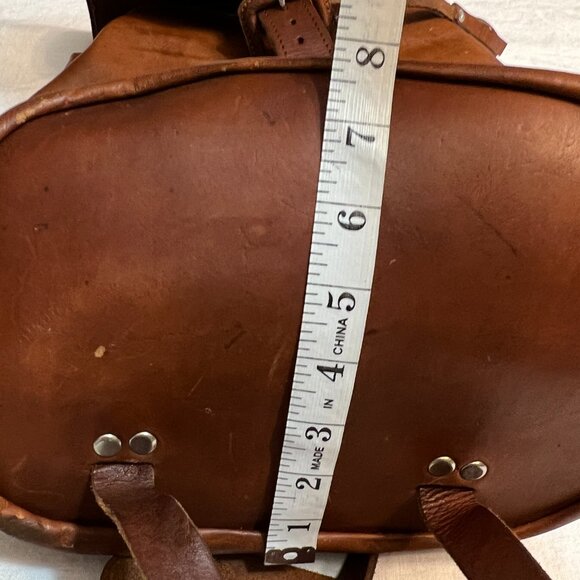 Vintage Handmade Genuine Leather Backpack Brown Rucksack Travel Bag Unisex Boho - Picture 11 of 12